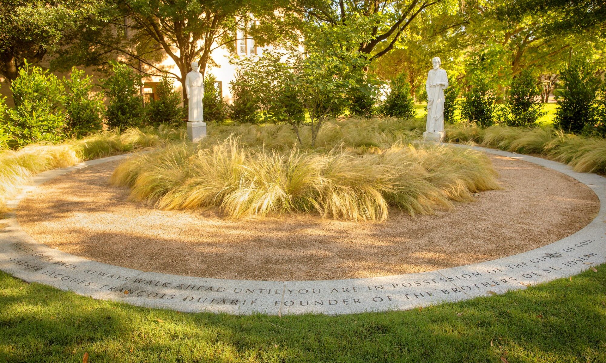 Brother's Garden at St. Edward's University in golden sunlight