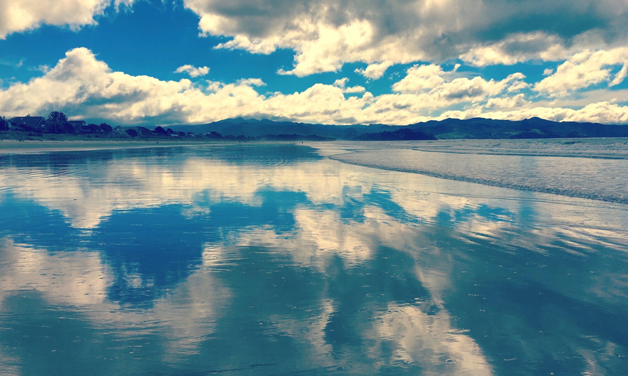 clouds reflected in river