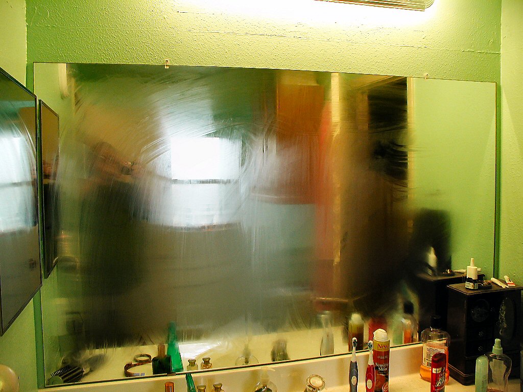 foggy bathroom mirror