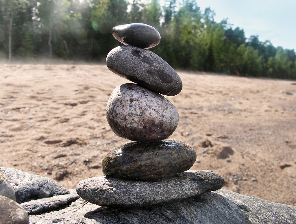 cairn on a sandy beach