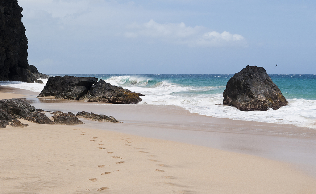 footprints on the beach