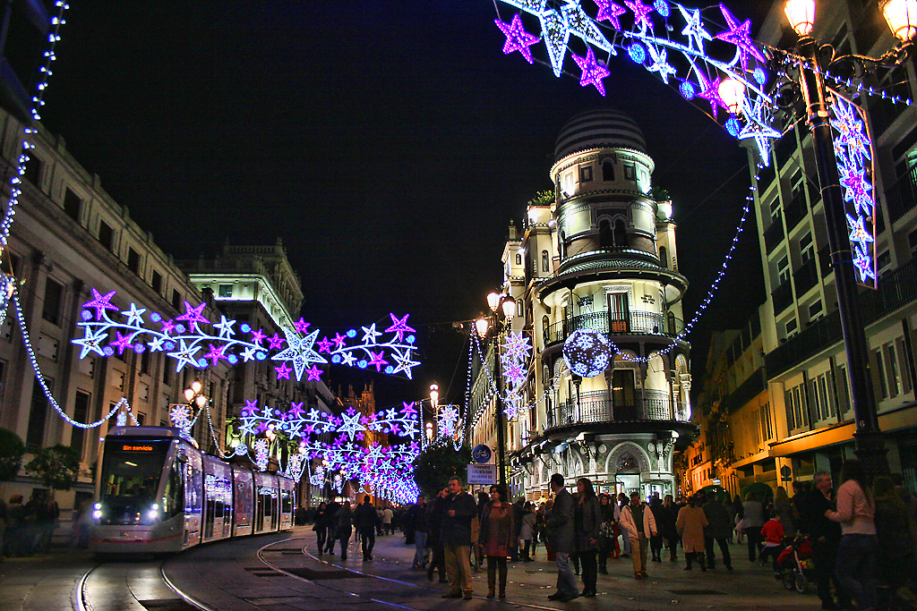 holiday lights at night