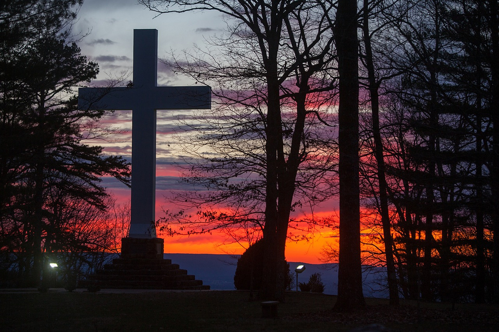 cross at sunset