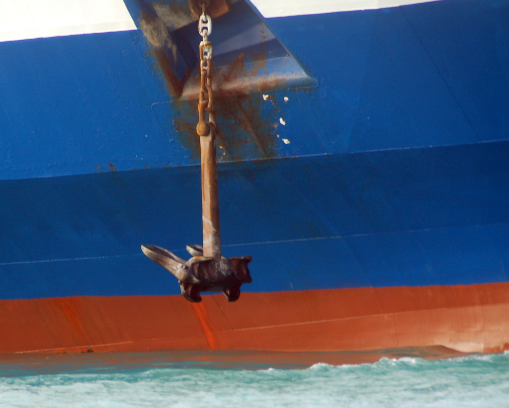 anchor dropping into the sea