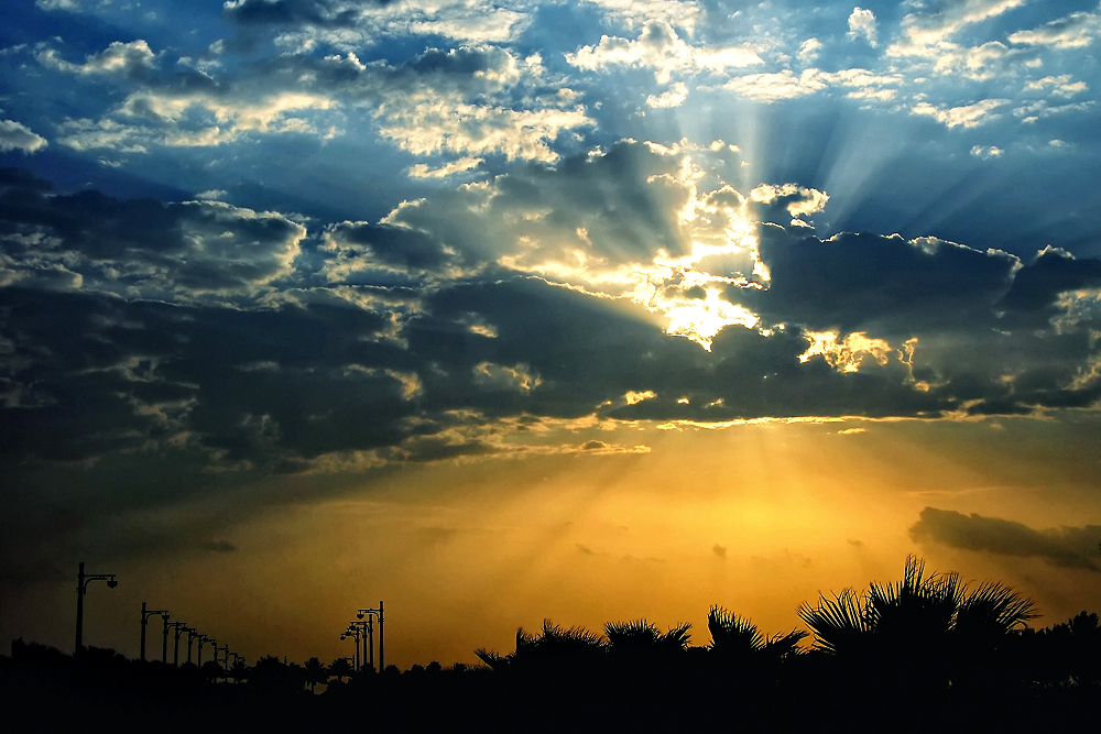 light breaking through clouds