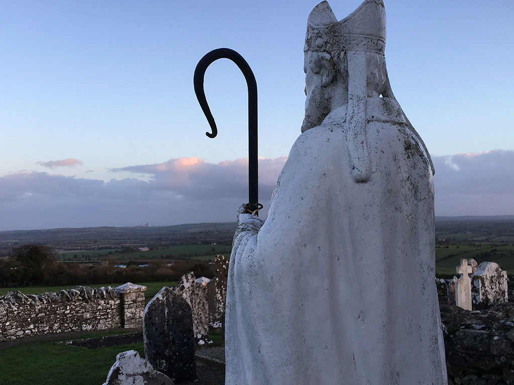 St Patrick sculpture at Slaine Abbey