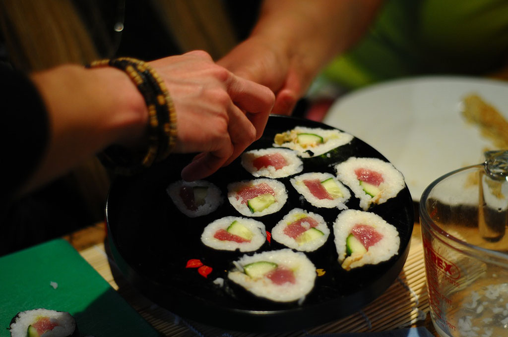 sharing sushi